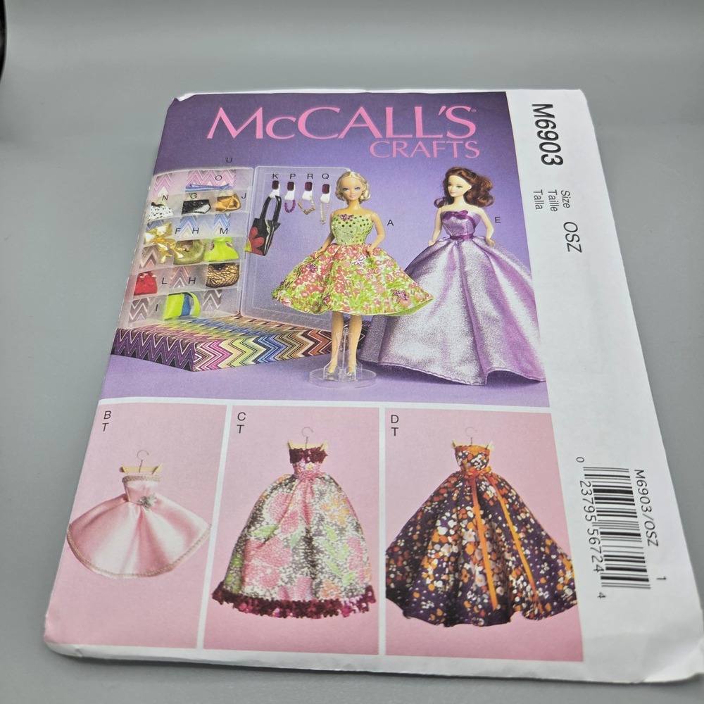 McCalls Crafts M6903 11.5 inch Fashion Doll Clothes Accessories Sewing Pattern